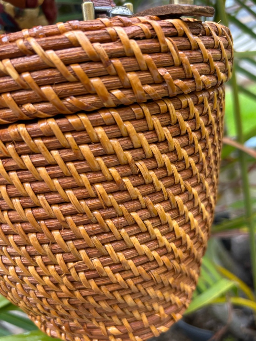 Patricia Nash Tan Woven wicker Leather with Suede style lining bag bucket purse - Picture 12 of 15